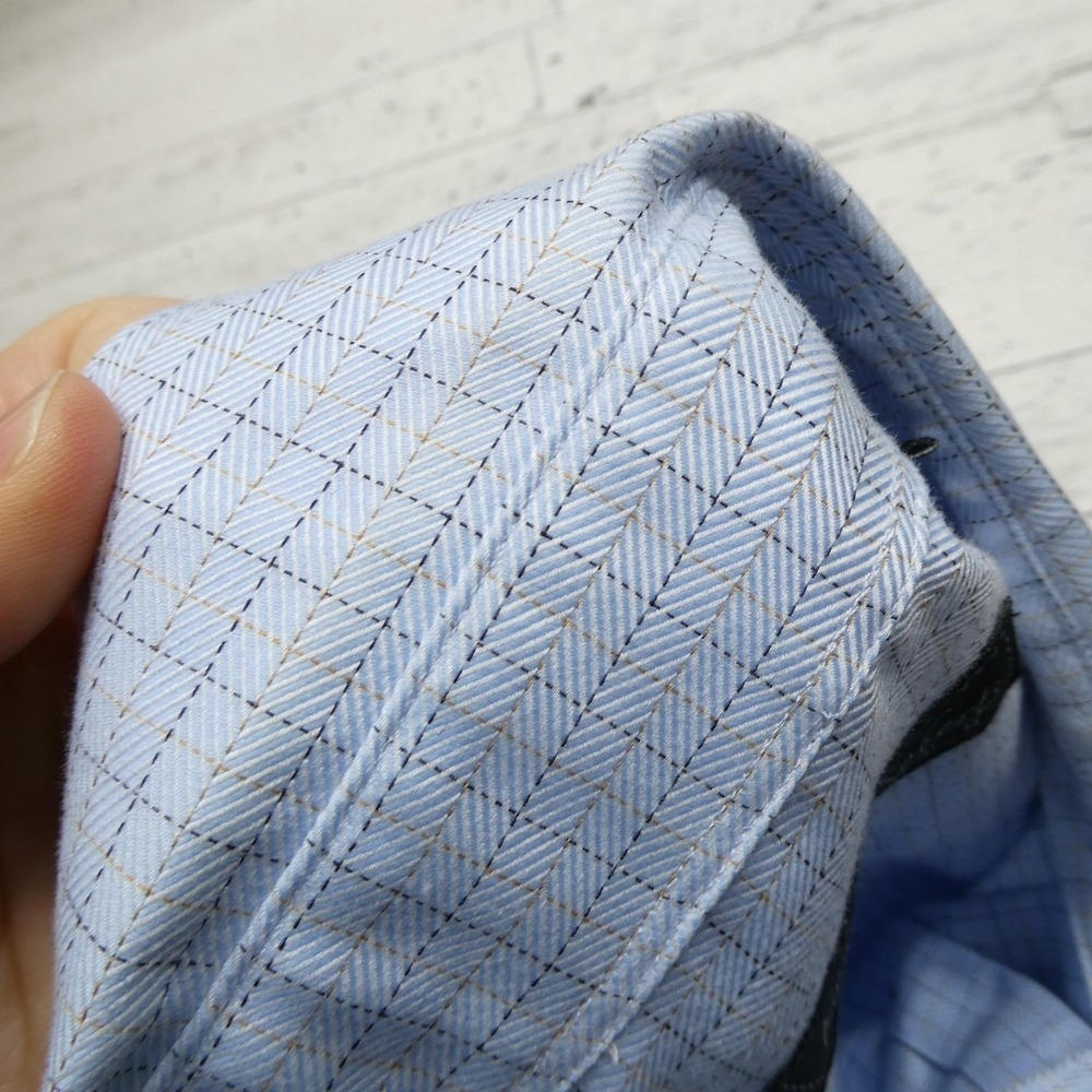 Kenneth Roberts Platinum Dress Shirt Mens Large Blue Herringbone Long Sleeve - Picture 6 of 9